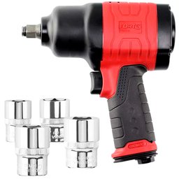 Chave Parafusadeira de Impacto Duplo Martelete 1/2 Pol. 81,5Kgfm Linha Composite + Jogo de Soquete Curto do 19 ao 21 Encaixe de 1/2 Pol. FORTGPRO-K3692