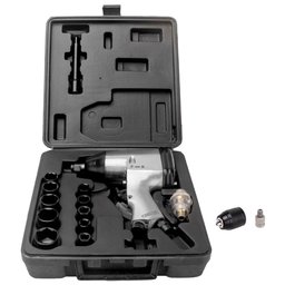 Combo Chave de Impacto 1/2 Pol. Pneumática com 17 Acessórios + Adaptador de Chave de Impacto 1/2 Pol. para Furadeira com Mandril LITH-K4834