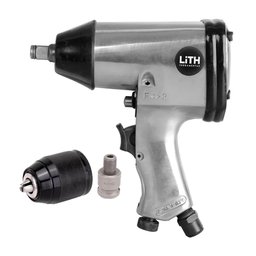 Combo Chave de Impacto Pneumática 1/2 Pol. + Adaptador de Chave de Impacto 1/2 Pol. para Furadeira com Mandril de Metal LITH-K4836