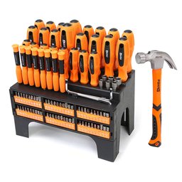 Combo Jogo 100 Chaves Fenda Phillips e Bits + Martelo Unha 160Z 32cm com Apoio de Prego FORTGPRO-K4923