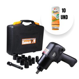 Combo Chave Parafusadeira de Impacto Pneumática 1/2 Pol. FG3300 com 11 Acessórios e Maleta + 10 Sabonetes Líquido Desengraxante Esfoliante 200ml FORTGPRO-K5749