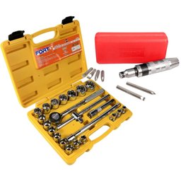 Combo Jogo de Soquetes Estriados de 1/2 Pol. com 22 Peças em Cr-V Cromo Vanádio + Chave de Impacto Manual com 8 Peças FORTGPRO-k7040