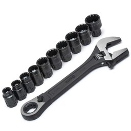 Jogo Soquete Vortex X6 10 a 19mm e 1 Chave Ajustável 8 Pol. 11 Peças SATA-ST09000