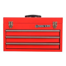 Baú Metálico com 3 Gavetas e Tampa Superior Vermelho KINGTONY-87A07A