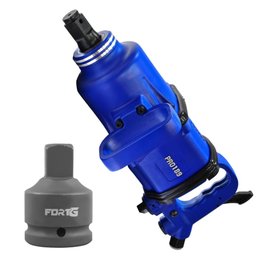 Combo Chave de Impacto 345 KGFM Curta com Encaixe 1 Pol. Maleta e 15 Acessórios + Adaptador 1 x 3/4 Pol. FortG Pro PDR-K7894