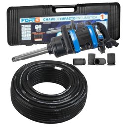 Combo Chave Parafusadeira de Impacto Pneumática 1 Pol. 4200Nm FG3500 FORT-G + Rolo de Mangueira Trançada Preta 1/2 Pol. 50 Metros - PT300 FORTGPRO-K7936