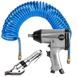 Combo Chave de Impacto Pneumática 1/2 Pol. com Tesoura 1/4 Pol FORT-G e Mangueira 7,7 metros 1/4 Pol LITH-K7960