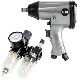 Combo Chave de Impacto Pneumática 1/2 Pol. com Filtro Regulador de Ar e Lubrificador 1/4 Pol. BSP LITH-K8034