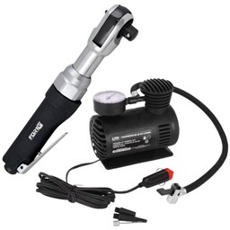 Combo Catraca Reversível Pneumática de 1/2 Pol. com Mini Compressor Ar Direto 250psi 12v para Carro FORTGPRO-K8033