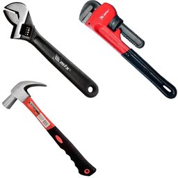 Combo Encanador Martelo Unha + Chave Grifo e Chave Inglesa MTX-K8235