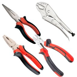 Combo com 4 Alicates Corte, Universal, Pressão e Bico Meia Cana MTX-K8234