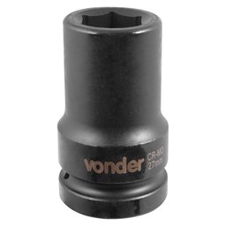 Soquete Sextavado Longo de Impacto Encaixe 1 Pol. 27mm Aço Cromo Molibdênio VONDER-3061100027