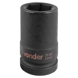 Soquete Sextavado Longo de Impacto Encaixe 1 Pol. 33mm Aço Cromo Molibdênio VONDER-3061100033