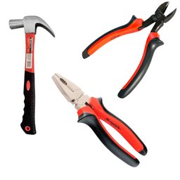 Combo Martelo Unha 20mm com Cabo de Fibra Emborrachado + Alicate Universal 8 Pol. + Alicate de Corte Diagonal 6 Pol. Black Nickel MTX-K8319