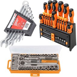 Combo Jogo 39 peças Chave de Fenda/Phillips e Bits + Jogo de Bits e Soquetes Sextavado 40 Peças + Jogo de Chaves Combinada 6 a 17 mm com 6 Peças SPARTA-K8601
