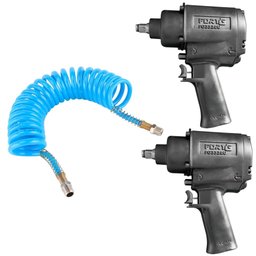 Combo 2 Chaves Parafusadeira de Impacto Pneumática 720Nm 1/2 Pol. FG3330U com Mangueira Espiral FORTG-K8644