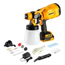 Pistola de Pintura Pulverizadora 800ml à Bateria Lí-ion 20V com Carregador e Acessórios DEKO-DKSG20Q1Y-S1
