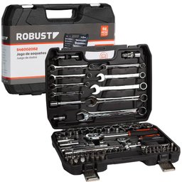 Jogo de Soquete com Chave Combinada e Catraca com 82 Peças Encaixe de 1/2 Pol e 1/4 Pol ROBUST-S46002082