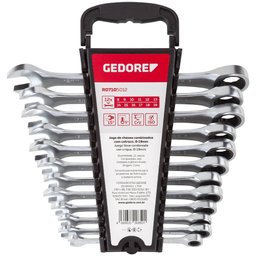 Jogo de Chave Combinada com Catraca 8 - 19 mm com 12 Peças GEDORE RED-R07105012