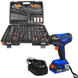 Combo Jogo de Ferramentas Completo 178 Peças + Chave de Impacto 1/2 Pol 350Nm 20V 2Ah ROBUST-K9632