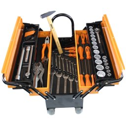 Caixa Sanfonada Cargobox com Rodas, Puxador e 60 Ferramentas TRAMONTINAPRO-44952/660