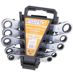 Jogo de Chaves Estrela Catraca Profissional 8-19mm com 5 Peças FORTGPRO-FG8530