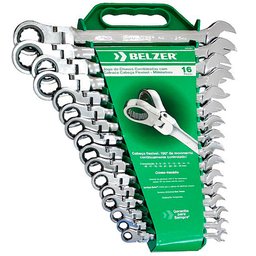 Jogo de Chaves Combinadas com Catraca Flexível 8 a 25mm com 16 Peças BELZER-9902BJ