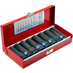 Jogo de Soquetes Sextavados de Impacto Extra Longo de 1/2 pol. com 8 Peças KINGTONY-4410MP02