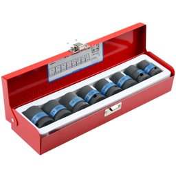 Jogo de Soquetes Sextavados de Impacto com Encaixe de 1/2 Pol. com 8 Peças KINGTONY-4408MP02