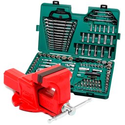 Jogo de Ferramentas com 150 Peças ST09510SJ + Torno de Bancada Profissional Nº 2 SATA-K462