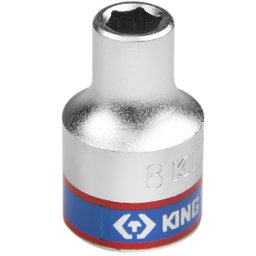 Soquete Sextavado Curto 8mm com Encaixe 1/2Pol. KINGTONY-433508MR