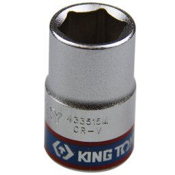 Soquete Sextavado Curto 15mm com Encaixe 1/2 Pol. KINGTONY-433515