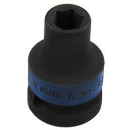 Soquete de Impacto Curto Sextavado de 9 mm com Encaixe de 1/2 Pol. KINGTONY-453509M