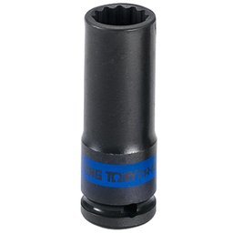 Soquete de Impacto Estriado Extra Longo de 16mm com Encaixe de 1/2 Pol. KINGTONY-443016M