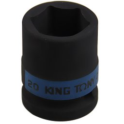 Soquete de Impacto Sextavado Curto 20mm com Encaixe de 1/2 Pol. KINGTONY-453520M