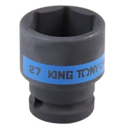 Soquete de Impacto Sextavado Curto 27 mm com Encaixe de 1/2 Pol. KINGTONY-453527M