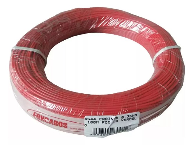 Cabo Fio Cobre Flexível 0,75mm 150V x 100m NOBRE Vermelho C12102