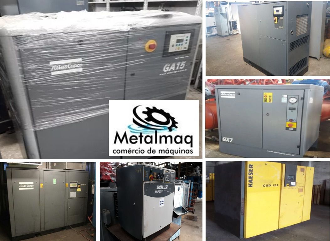 Compressor parafuso 40 pés 10hp Gx7 atlas schulz usado C2494