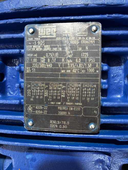 Motor elétrico 1 cv  1 hp Trif weg  1700 rpm 4 polos c4035