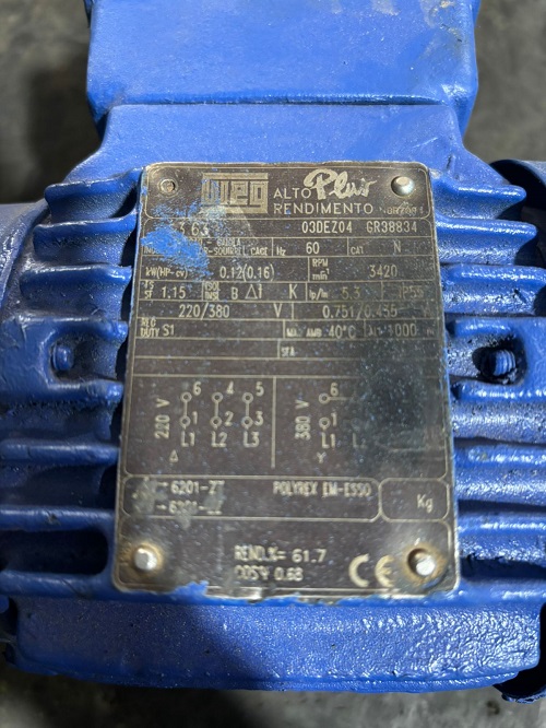 Motor elétrico 1/6 cv  0,16 hp Trif weg 3500rpm