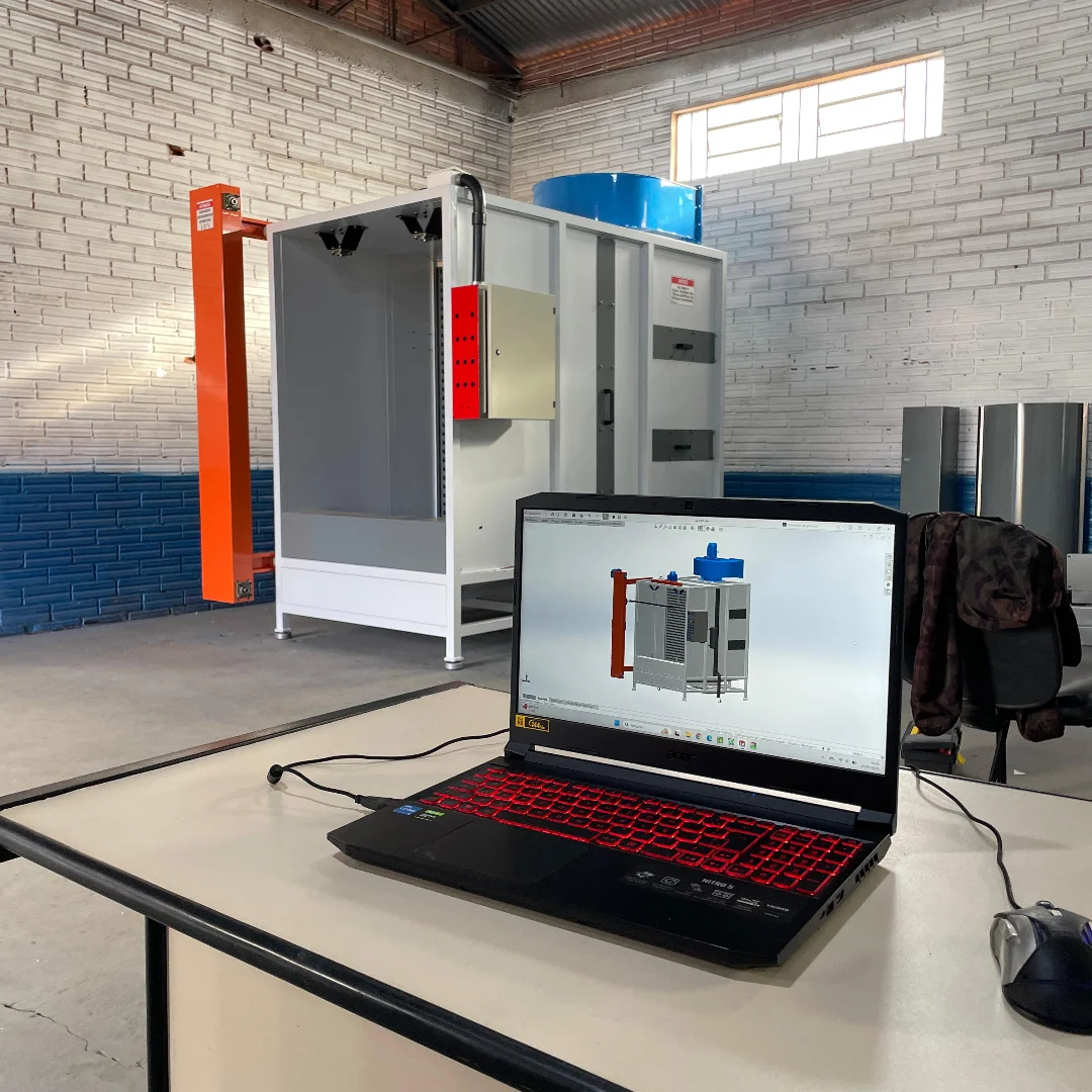 Cabine de pintura silenciosa e econômica