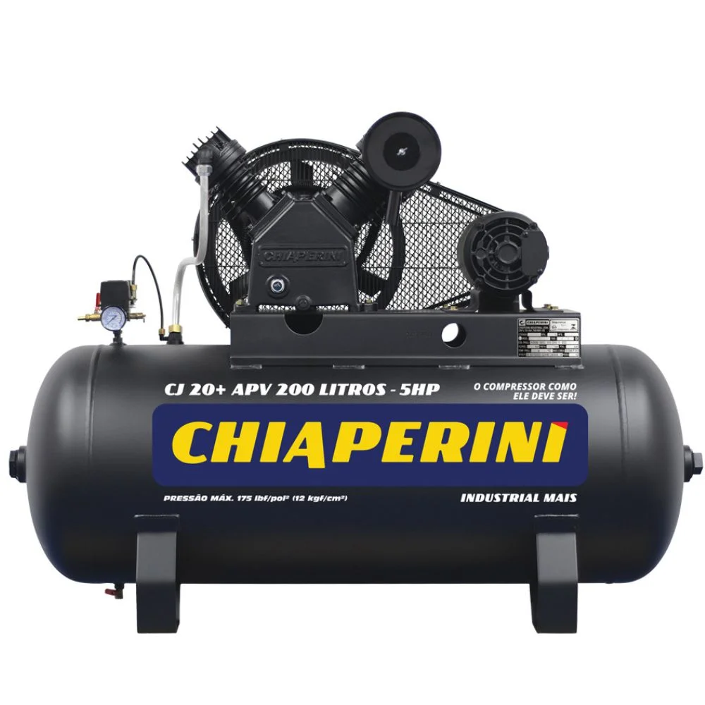 Compressor de Ar 20 Pés 200L 5HP Trifás CHIAPERINI